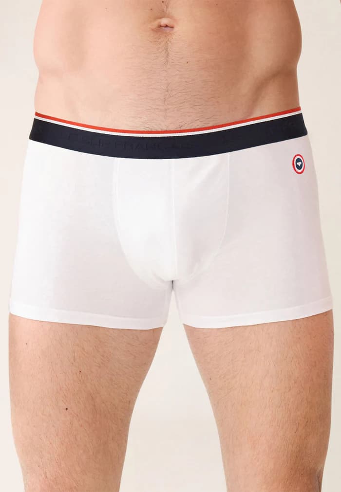 Boxer blanc en coton avec cocarde
